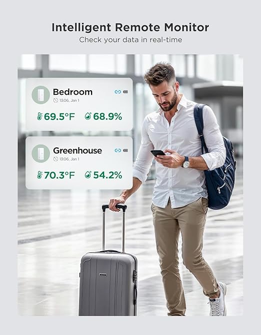 GoveeLife WiFi Hygrometer Thermometer 4 Pack, Smart Humidity Temperature Sensor with App Notifications, 2-Year Free Data Storage Export, Temperature Humidity for Bedroom, Wine Cellar, Basements
