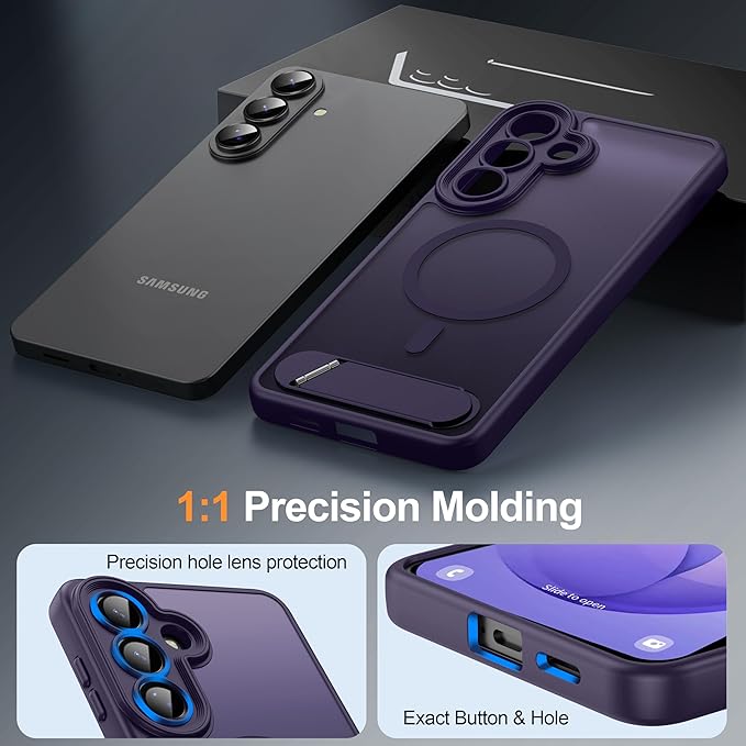 Magnetic for Samsung Galaxy S26+ Plus Case, [Compatible with MagSafe][Full Camera Protection][Built-in Invisible Kickstand] Translucent Matte Phone Case for S26 Plus 6.7" - Purple