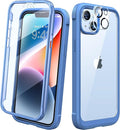 Diaclara Designed for iPhone 14 Case, Full Body Rugged Case with Built-in Touch Sensitive Anti-Scratch Screen Protector, with Camera Lens Protector for iPhone 14 6.1" (Elegant Blue)