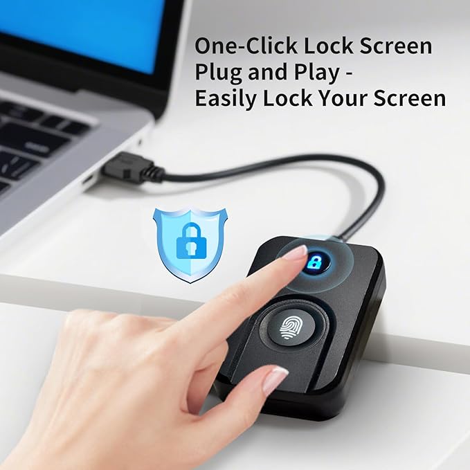 USB Fingerprint Reader for Windows10/11, Windows Hello Fingerprint Reader One-Click Lock Screen,Auto Driver Setup with 5ft Cable-Windows Password-Free Login
