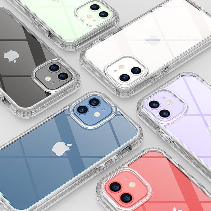 Diaclara Designed for iPhone 12/12 Pro Case, Full Body Rugged with Built-in Touch Sensitive Anti-Scratch Screen Protector, Soft TPU Bumper Case for iPhone 12/12 Pro 6.1" (Clear)