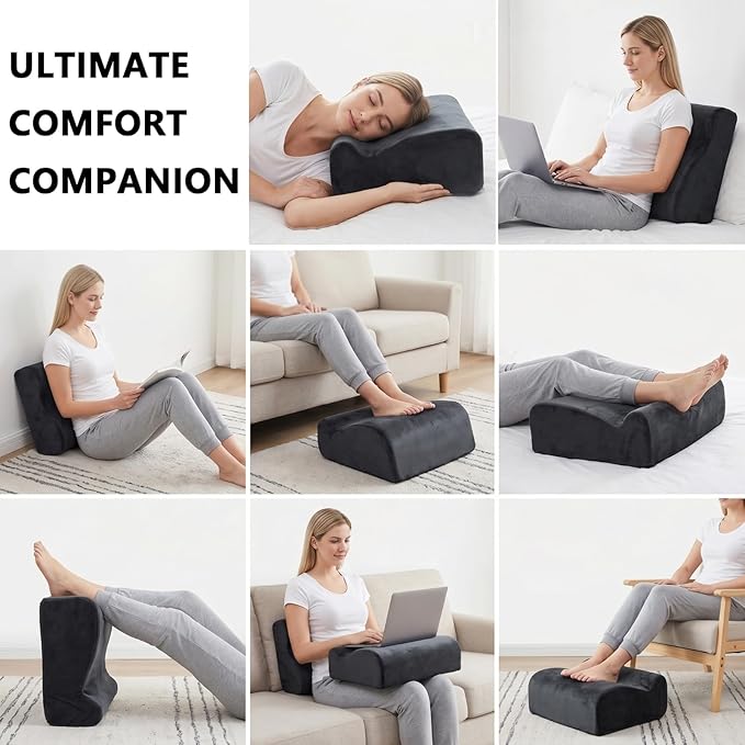 Foot Rest for Under Desk at Work. Multifunctional 3-Tier Foot Stool Office Desk Accessories, Soft Ergonomic Footrest,Support Foot Pillow,Heel Chair,Leg Elevation Pillow (Black, One Size)