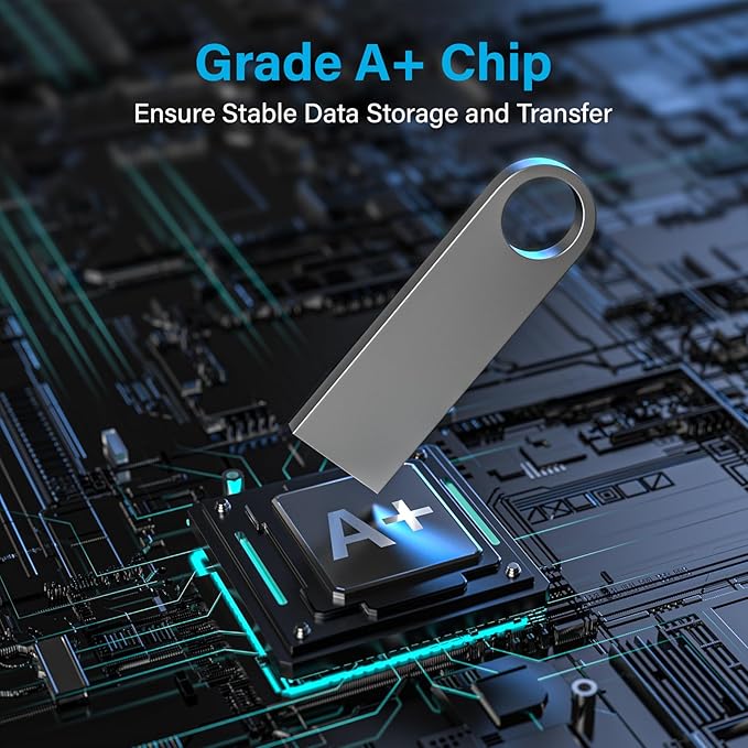 ABLAZE 32GB Flash Drive 10 Pack, Metal USB 2.0 Thumb Drives with Keychains USB Sticks Pendrives (Sliver)