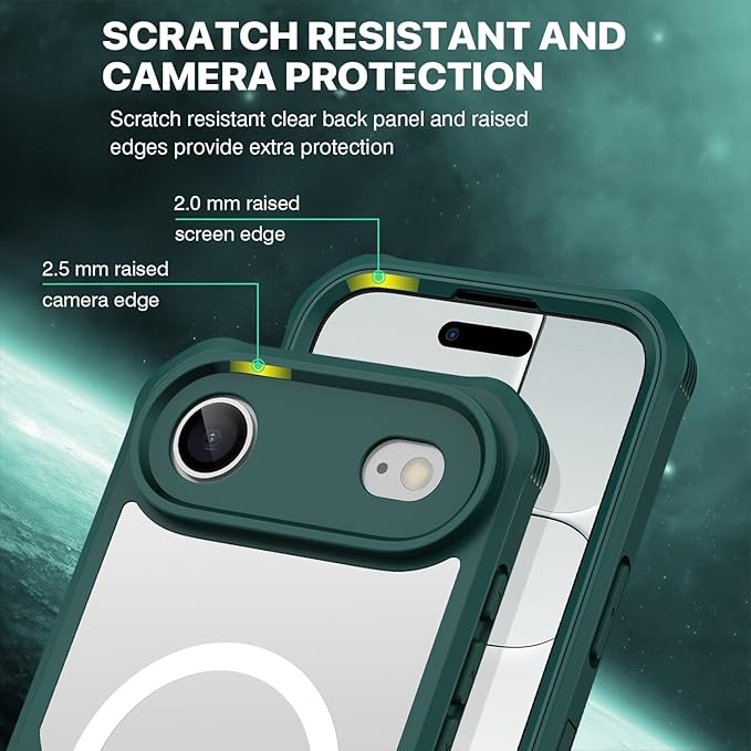 CENHUFO Magnetic Privacy for iPhone 17 Air Case [Compatible with Magsafe] Full Body Phone Case Built-in 9H Tempered Glass Privacy Screen Protector, Camera Protection Shockproof Bumper Cover -Green