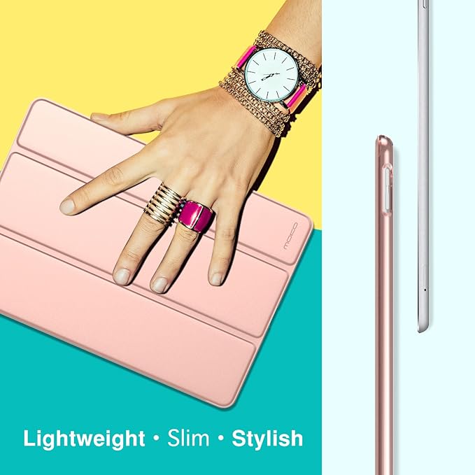MoKo Case Fit New iPad Air (3rd Generation) 10.5" 2019/iPad Pro 10.5 2017 - Slim Lightweight Smart Shell Stand Cover with Translucent Frosted Back Protector - Rose Gold (Auto Wake/Sleep)