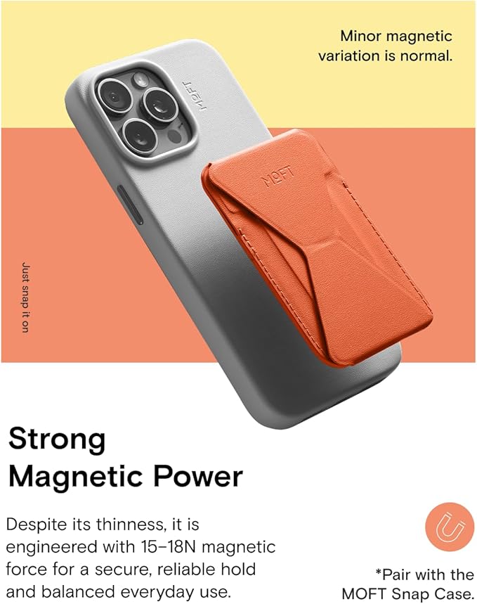 MOFT Magnetic Wallet Stand Compatible with iPhone 17/16/15/14/13/12 Series, Angle Adjustment & Magsafe Compatible MOVAS Phone Stand,Sunrise