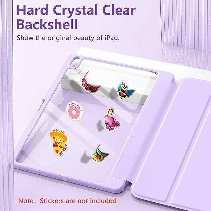 Wenlaty for iPad Air 13 Inch Case M4/M3/M2 (2026/2025/2024) with Pencil Holder, Slim Trifold Stand Protective Cover for iPad Air 13 Case with Transparent Back, Auto Wake/Sleep -Lavender Purple