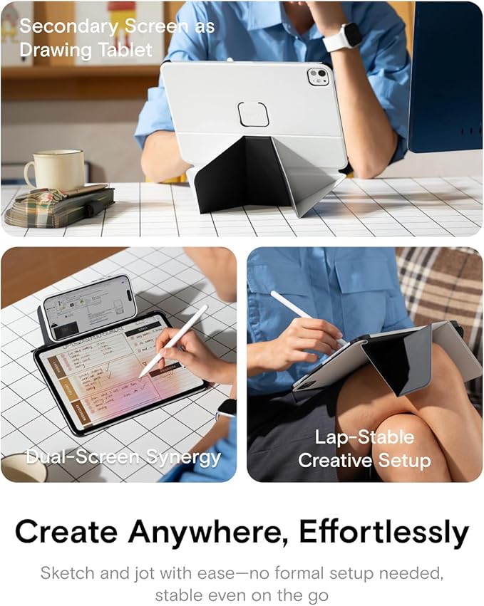 MOFT Dynamic Folio Case for iPad Pro 11"(4th/3rd/2nd/1st Gen.2022/2021/2020/2018)- [Reinforced Corner Protection] Stable Slim Magnetic Stand with 20+ Viewing Angles, Misty CovexJet Black