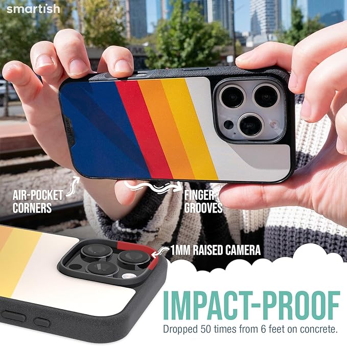 Smartish® iPhone 16 Pro Max Magnetic Case - Gripmunk Compatible with MagSafe [Lightweight + Protective] Slim & Thin Grip Cover with Microfiber Lining for Apple iPhone 16 Pro Max - Striped Up