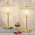 Luvkczc Set of 2 USB Bedside Crystal Table Lamp Gold, Touch Control Lamp, Dimmable Lamp with Crystal Shade for Bedroom, Living Room, 6W LED Bulb Included
