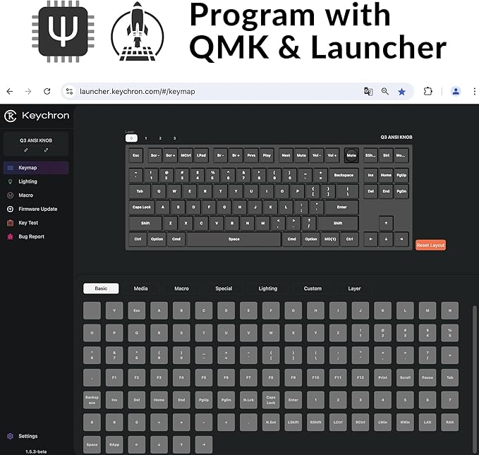 Keychron Q3 Wired Custom Mechanical Keyboard Knob Version, TKL Tenkeyless QMK/VIA Programmable Macro with Hot-swappable Gateron G Pro Red Switch Double Gasket Compatible with Mac Windows Linux (Blue)