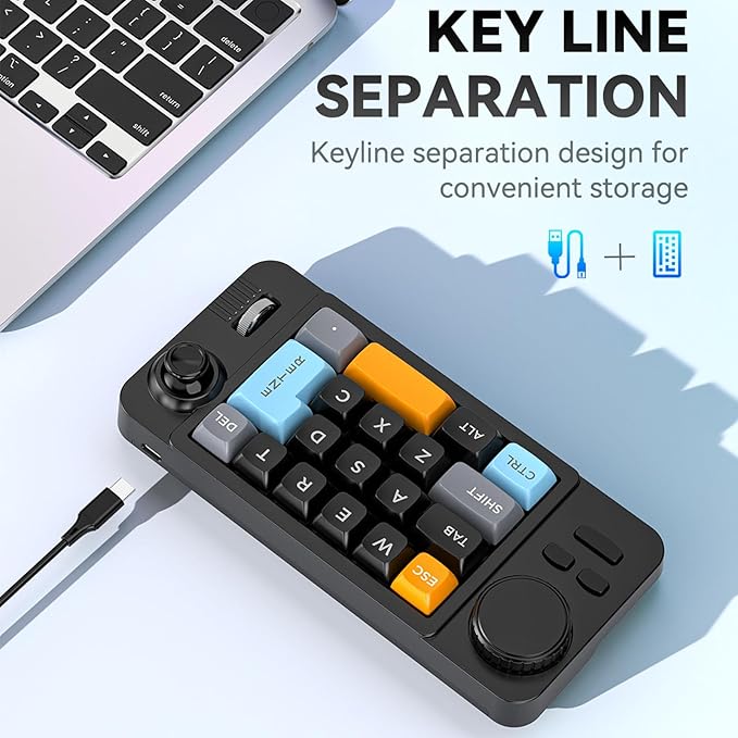 UncleS Double Scroll Wheel Mechanical Keyboard 19 Key Small Keypad Color Backlits Programmable Joystick Hot Swappable Switches Space Saving Macroed Gaming Keyboard