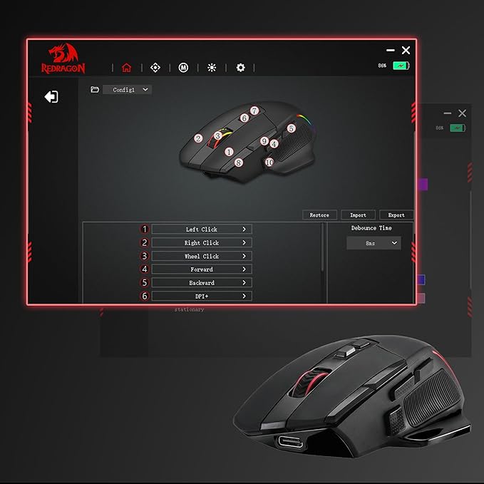 Redragon M925 PRO Wireless Gaming Mouse, 26,000 Max DPI Optical RGB Gaming Mice with 10 Programmable Buttons, Ergonomic Natural Grip Build, Software Supports DIY Keybinds & DPI, Black