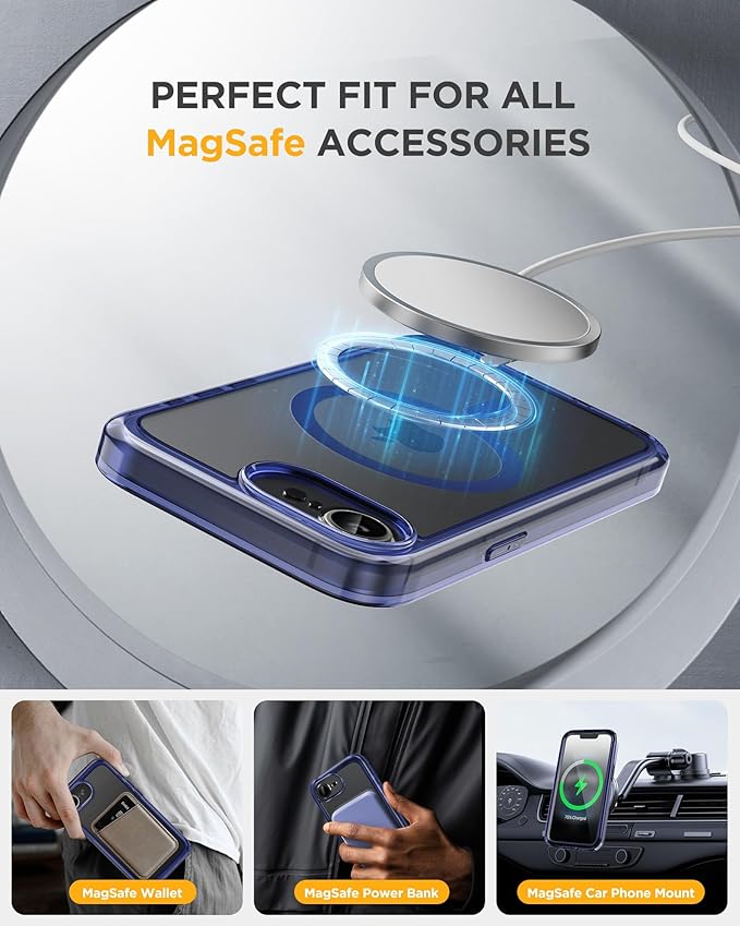 Miracase for iPhone 17e Case & iPhone 16e Case, Full-Body Phone with Built-in Glass Screen Protector, [Magnetic with MagSafe] Military Drop Proof 17 E/ 16 E Cover Bumper 6.1 inch, Clear Blue