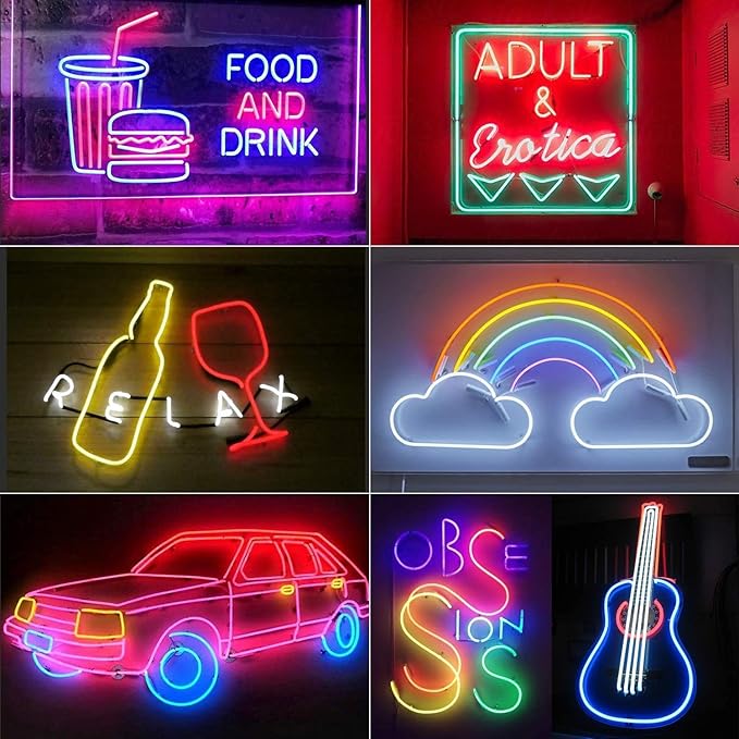 Shine Decor 12V LED RGB Neon Rope Lights Dimmable, 16.4FT Silicone Strip Lighting Remote Control, Flexible Hardwired LED Neon Light Color Changing for Custom Signage Bedroom Gaming Room Party