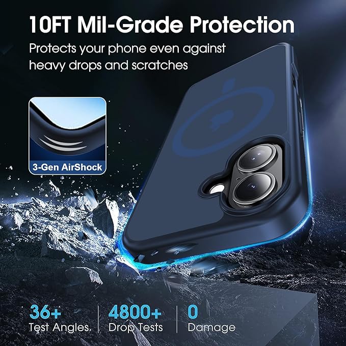 Strong Magnetic for iPhone 17 case [10Ft Military-Grade Protection] Compatible with fit MagSafe Shockproof Slim Thin Cover case for iPhone 17 6.3 inch, Deep Blue