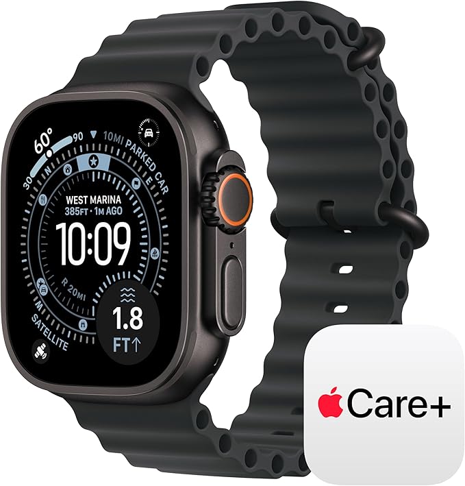 Apple Watch Ultra 3 [GPS + Cellular 49mm] Running & Multisport Smartwatch w/ Rugged Titanium Case w/ Black Ocean Band w/ AppleCare+ (2 years)