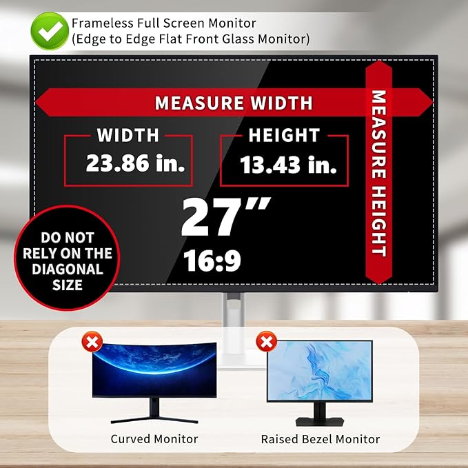 27 Inches Magnetic Computer Privacy Screen Filter | Privacy Shield | Anti Glare | Anti-Blue Light | Eye Protection | Snap On | Widescreen 16:9 Edge-To-Edge Monitor Protector