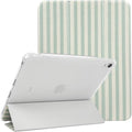 Lovmooful Compatible for iPad Air 6th 11-inch M2 (2024),iPad Air 5/4 (2022/2020 5th/4th Generation 10.9-Inch) Case with Pencil Holder Cute Striped Design Soft TPU Trifold Stand Protective-Green