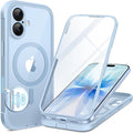 BERFY for iPhone 17 Case, Compatible with MagSafe, Built-in Glass Screen Protector, Camera Protection, Shockproof Full Body Phone case 6.3", Clear Blue