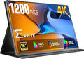 Portable Monitor 4K 1200 Nits, 16" Laptop Monitor, 3840*2400 UHD, 1MS FreeSync, 2000:1 Contrast, USB-C & MINI HDMI, VESA & Smart Case, Travel Second Screen for Computer, Mini PC, Game Consoles