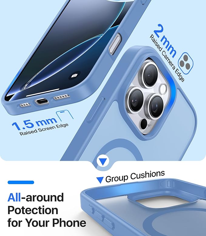 Magnetic for iPhone 13 Pro Max Case, [Compatible with MagSafe][Military-Grade Drop Protection][Anti-Yellowing] Shockproof Translucent Matte Cover for iPhone 13 Pro Max Phone Case,Sky Blue