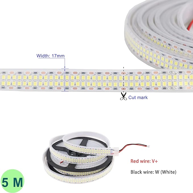 LEDENET LED Strip Lights Cold White 6500K 16.4ft Double Row 2835 SMD 2400LEDs DC 12V Daylight Bright LED Tape Light Flexible Dimmable Ribbon Lamp 5M Waterproof IP67 Outdoor Lighting Decor