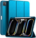 Kidopire New Compatible with iPad Pro 11 Inch Case (M4 2024/M5 2025) with Pencil Holder, Smart Cover with Protective Trifold Stand & Soft TPU Back, Auto Wake/Sleep, Support Pencil Pro, Peacock Blue