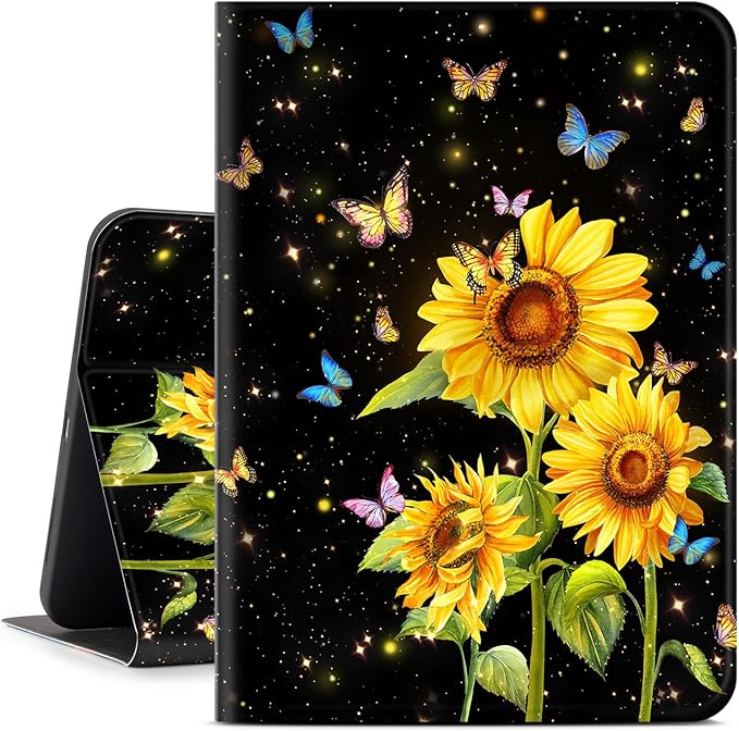 for iPad (A16) 11Th/10Th Generation Case 2025/2022, Sunflower for iPad Case 11Th/10Th Generation, 10Th/11Th Gen iPadCase Cover Auto Wake/Sleep Multi-Angle Viewing Adjustable Stand, Butterfly