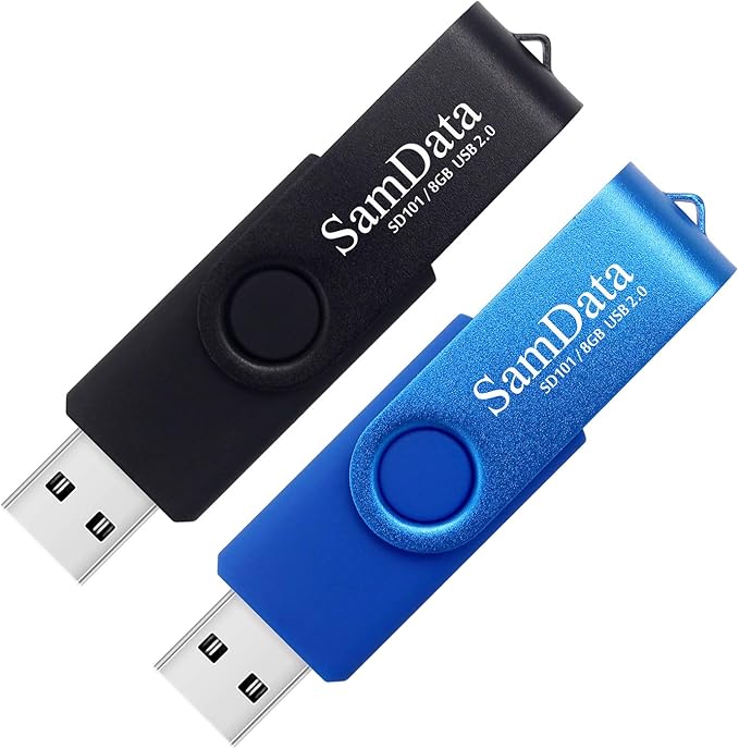 SamData 8GB USB Flash Drives 2 Pack 8GB Thumb Drives Memory Stick Jump Drive with LED Light for Storage and Backup (2 Colors: Black Blue)