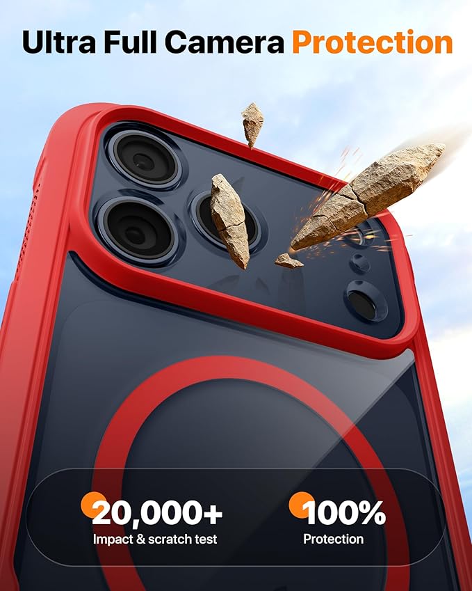 Diaclara Magnetic Designed for iPhone 17 Pro Case 6.3'' Full Body Bumper,[Compatible with MagSafe] Military Drop Proof Phone Case with Built-in Screen Protector,Easy Install,No Gap,Red
