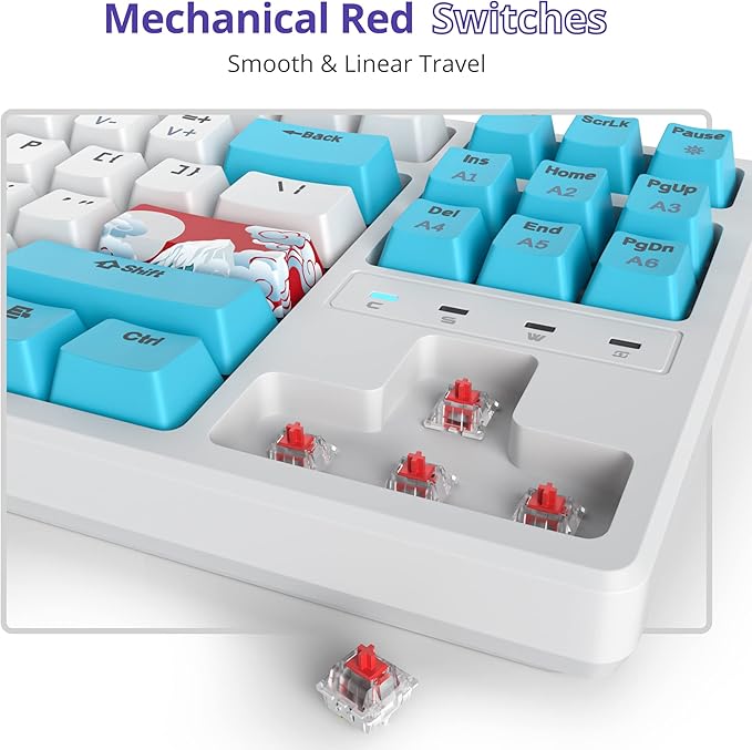 75 Percent Mechanical Keyboard, 87 Keys RGB Backlit Gaming Keyboard, TKL Compact Wired Keyboard with Red Switches for Windows Laptop PC PS4 PS5 Xbox Gamer (87 Sea/Red Switch)
