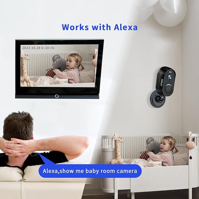 LETSCEE Security Cameras Wireless Outdoor or Indoor,Alexa Cameras for Home Security Outside with Night Vision,2-Way Audio,Motion Detection,SD/Cloud Storage,Motion Zone,IP65 Weatherproof