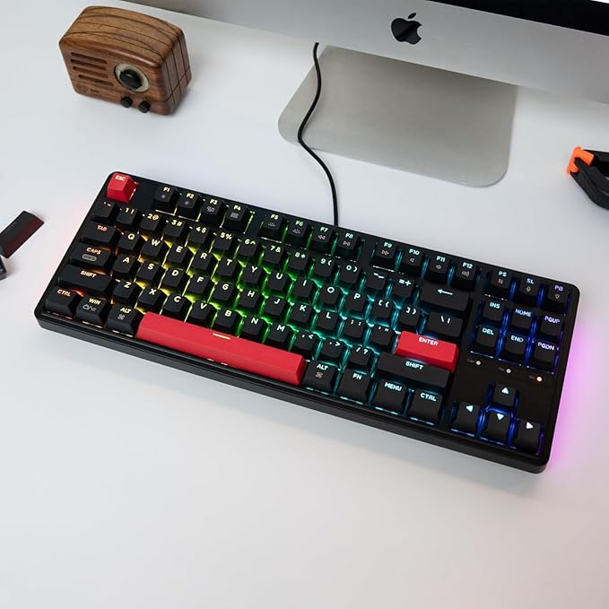 Keychron C3 Pro QMK/VIA Custom Mechanical Keyboard, Hot Swappable Programmable 87 Keys Compact TKL Layout Gasket Mount, RGB Backlight Wired Gaming Keyboard with Brown Switches for Mac/Windows/Linux