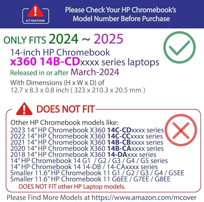 mCover Hard Case ONLY Compatible for 2024~2025 14" HP Chromebook x360 14B-CD0000 Series Laptop Computers (NOT Fitting Any Other HP Chromebook & Windows Notebook PC)- Green