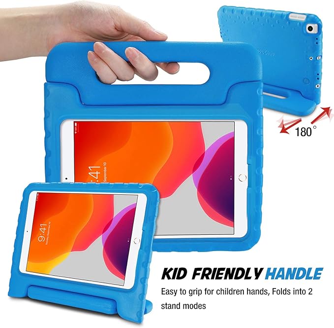 ProCase Kids Case for iPad 9th Generation/iPad 8/iPad 7, iPad 10.2 Case 2021 2020 2019/iPad Air 10.5/iPad Pro 10.5 Kids Case, Shockproof Lightweight Case with Convertible Handle -Blue | 2021, 2020, 2019, Shockproof, Blue