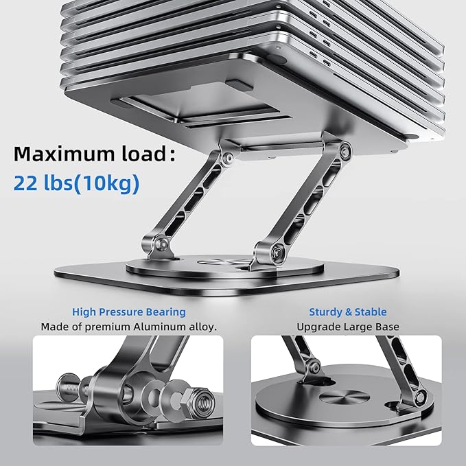 MCHOSE Laptop Stand with 360° Rotating Base, Foldable Adjustable Computer Holder, Ergonomic Design Compatible with MacBook Air Pro, Dell XPS, HP, Lenovo More 10-17" (A-Space Grey)