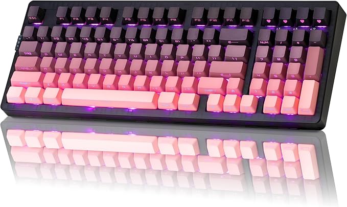 ZORNHER ZH980 Mechanical Keyboard Wireless,95% Pink Creamy Keyboard with Number Pad,Gaming Keyboard with Number Pad,Lighted Up PBT Keycaps,Loud Keyboard Clicky Blue Switches,Full Size