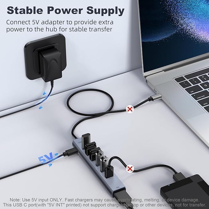 USB C Hub HDMI Multiport Adapter USB C to HDMI USBC Hub with HDMI 4K60Hz 8 Ports Aluminum Thunderbolt to USB Hub 3.0 5Gbps Type C Hub Extender for Laptop Mac iPad PC Surface(8 Ports)