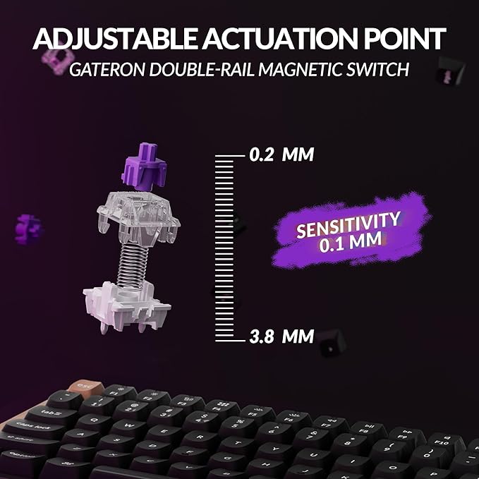 Keychron K2 HE Rapid Trigger Wireless Custom Keyboard with Hall Effect Gateron Double-Rail Magnetic Switch, QMK 2.4 GHz Bluetooth 5.2 RGB Compatible with Mac Windows Linux (Aluminum + Wood)