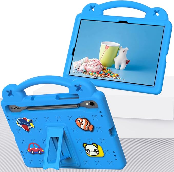 AKABEILA Compatible with Samsung Galaxy Tab S10 FE 2025 Tablet Case, Lightweight Shockproof Protective Case with Shoulder Strap & Stand Handle for Girl Kid Gift Sky Blue