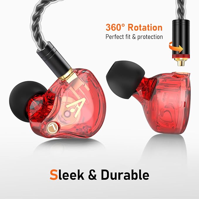 Vibes 202M Wired Earbuds - HiFi in Ear Monitor Headphones - Noise Isolating Ear Buds w/ Mic - Clear Sound, Deep Bass & Comfort-Fit Gaming Earphones - MMCX to 3.5mm & Silver Plated Cord, Carrying Case