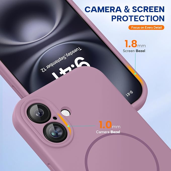 Miracase Magnetic for iPhone 16 Plus Case, [Soft Anti-Scratch Microfiber Lining], Compatible with MagSafe, Liquid Silicone Shockproof Drop Protection Phone Case for 16 Plus,Blackcurrant