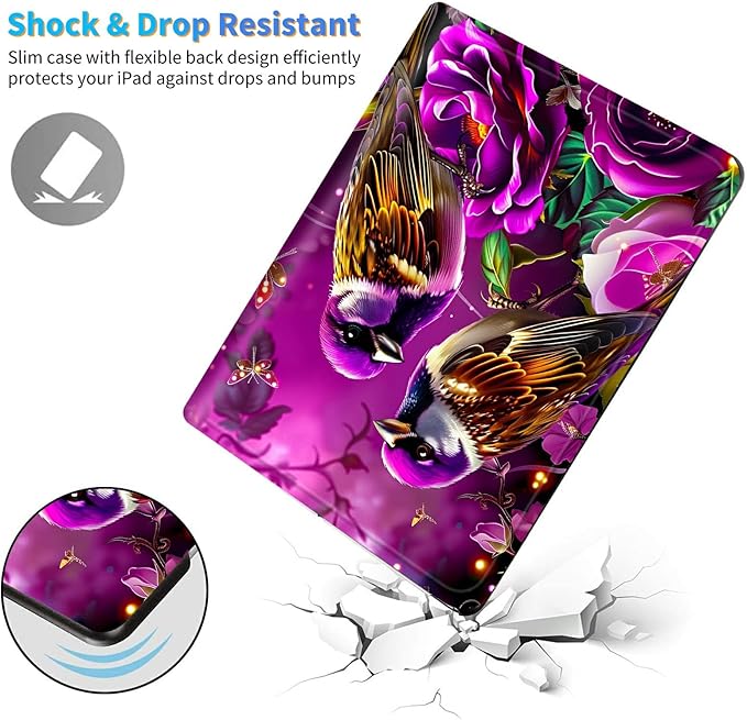 for Amazon Kindle Fire Max 11 (13th Generation, 2023 Release) 11" Tablet Case, Slim Kickstand Stand Leather Smart Cover with Auto Wake/Sleep, 2 Hummingbird Flowers