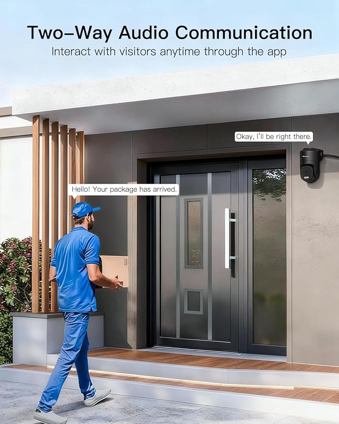 VIMTAG 2.5K 4MP Outdoor Security Camera, Pan/Tilt WiFi Home CCTV Camera, 360° View & Motion Tracking, Color Night Vision, 2-Way Audio, AI Detection Alarm, IP66, Cloud & SD Card Storage, Works w/Alexa