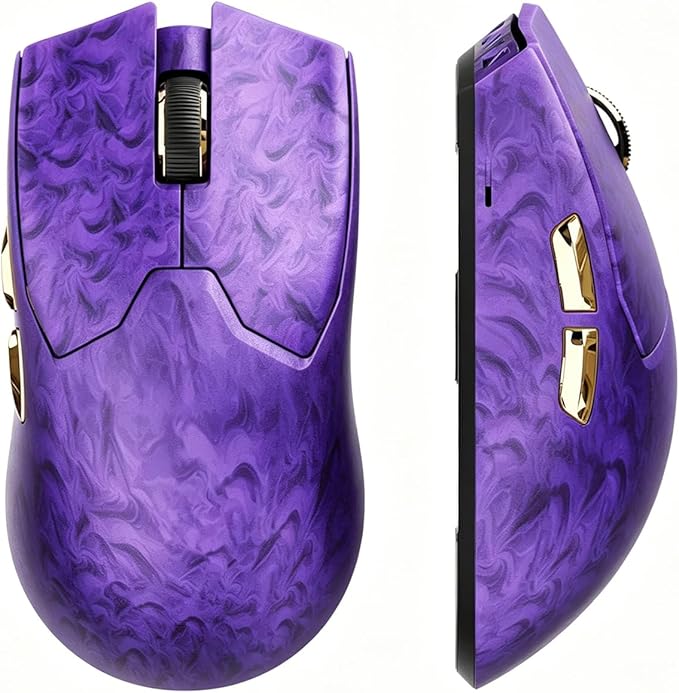 EWEADN Z7 Carbon Fiber Shell Wireless Gaming Mouse with 42000 DPI, PAW3950 Sensor, Kailh Optical Switch, Ergonomic 52g Lightweight, 8k Polling Dual-Mode (Wired/2.4GHz), Up to 300 Hr Battery, Purple