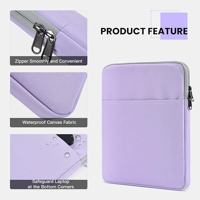 8 Inch Tablet Sleeve Case for 8.3" iPad mini 7 6/ Mini 5 4 7.9, Fire HD 8/8 Plus, Samsung Galaxy Tab A7 Lite 8.7", Compatible with Lenovo Tab M9/M8 8", Purple