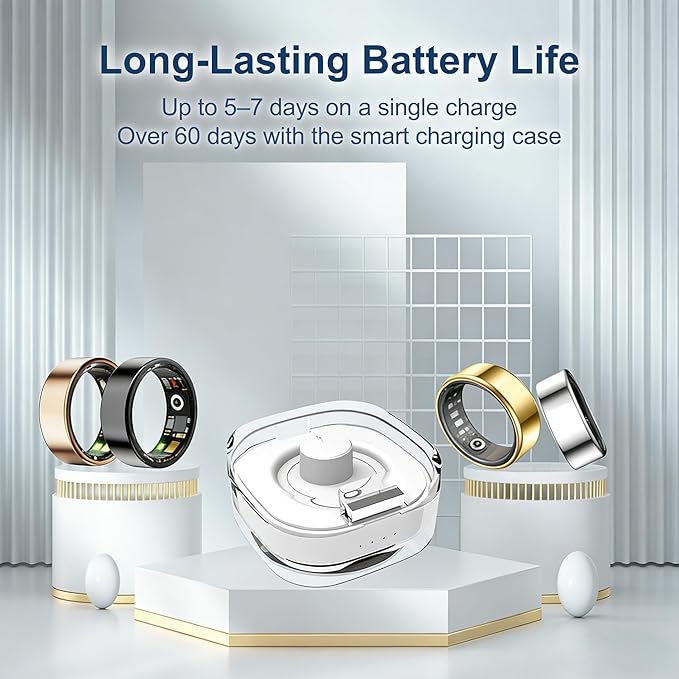 Smart Ring Health & Fitness Tracker for Men & Women, Heart Rate, SPO₂, Sleep & Activity Monitoring, IP68 Waterproof, Long Battery Life, Family Care Mode, No Subscription Fee (Rose Gold, 9)