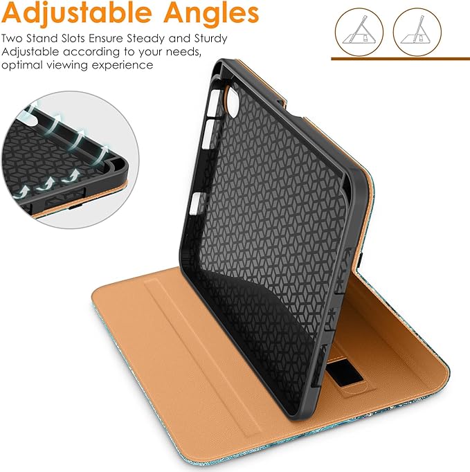 DTTO for iPad mini 7th (A17 Pro) 2024/iPad Mini 6th Generation Case 2021 8.3 Inch, Premium Leather Business Folio Stand Cover for Mini 7/6 with Pencil Holder-Multiple Viewing Angles, Sandy Wave