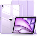 Wenlaty for iPad Air 13 Inch Case M4/M3/M2 (2026/2025/2024) with Pencil Holder, Slim Trifold Stand Protective Cover for iPad Air 13 Case with Transparent Back, Auto Wake/Sleep -Lavender Purple